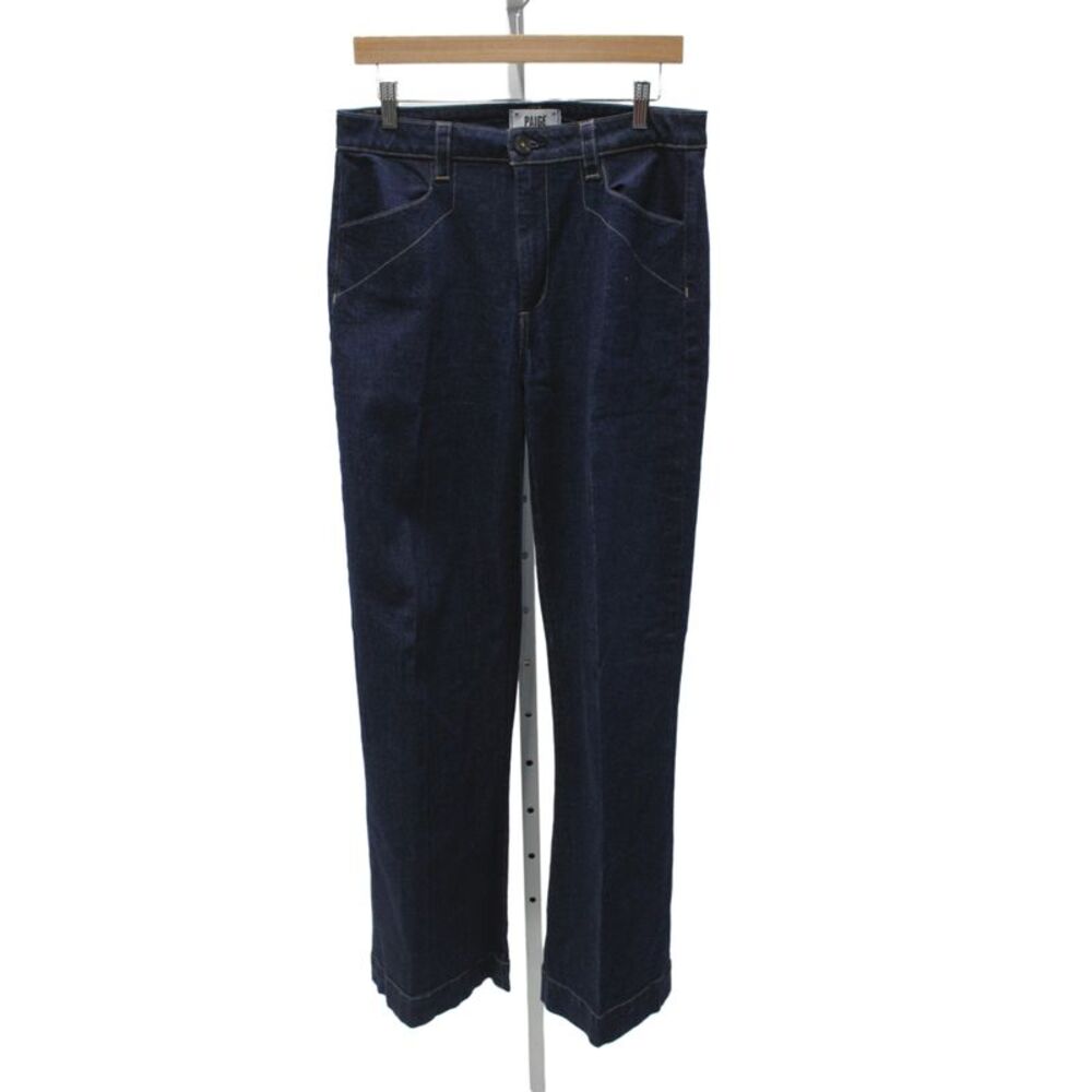 Paige Women Blue Mid-Rise Straight Cotton Jeans Button Fly Size 30